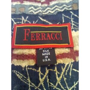 FERRACCI Men's SILK Geometric Abstract Pattern Pointed Tie, Multicolor-Gorgeous!